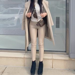 Zara Tan Faux leather pants
